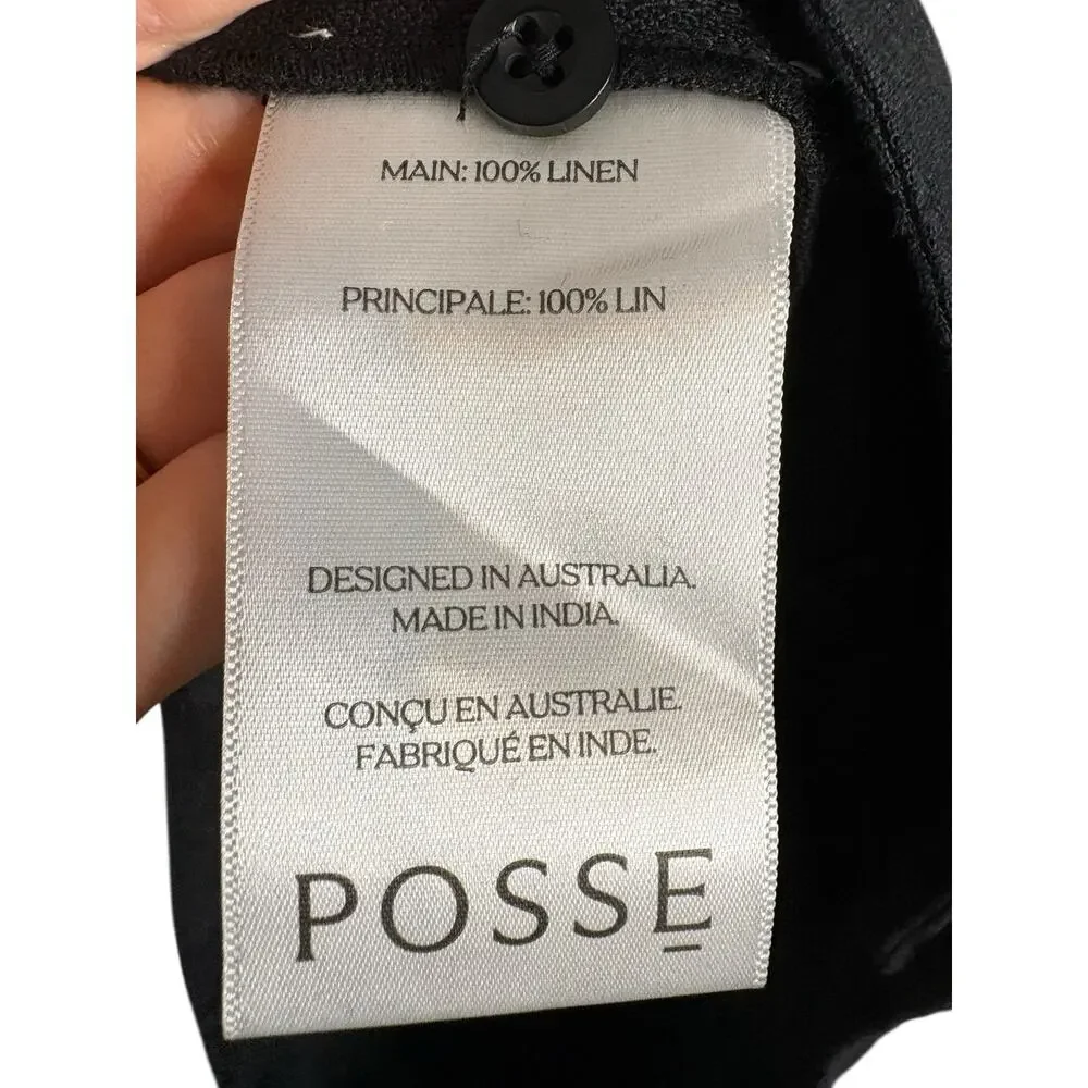 Posse Presley Linen Wide Leg Trouser Pants High Rise Pleated Minimalist Y2k XS
